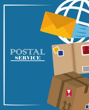 Posta servisi, kurye teslimatı karton kutu dünya postası