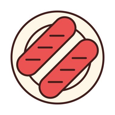 Kahvaltı sosisleri tabakta ve dolgu tarzında.