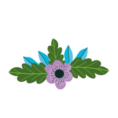 Çiçek süsleme doğa yaprak çizgi film düz stil