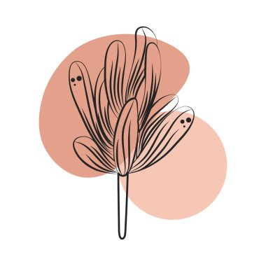 Bitki yaprakları bitkisel doğa çizgisi. Renkli benekli.