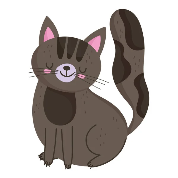 Gato mascota sentado animal felino dibujos animados en estilo plano — Vector de stock
