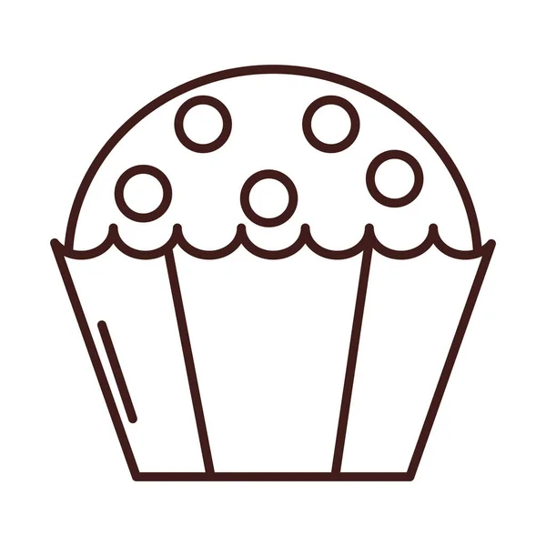 Cupcake café da manhã com estilo de linha de chips de chocolate —  Vetores de Stock