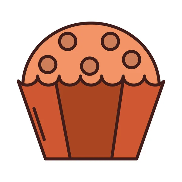 Cupcake de desayuno con la línea de chips de chocolate y estilo de relleno — Vector de stock