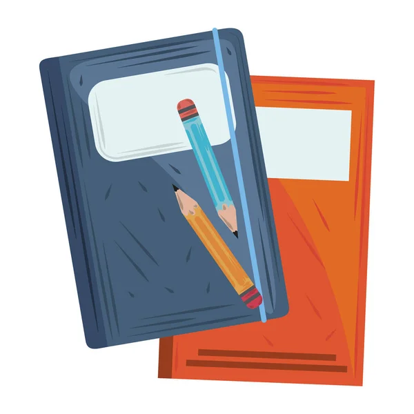 Libros y lápices escuela aprender académico y la educación — Vector de stock