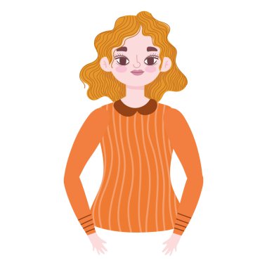 Çizgi film tarzında sarışın kız portresi.