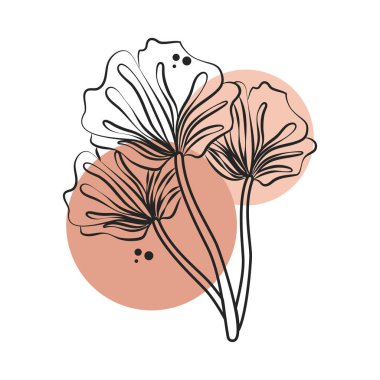 Çiçek yapraklı doğa çizgisi. Renkli benekli.