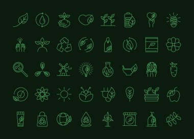 organik doğal ikonlar ekoloji ortamı oluşturdu yiyecek enerji konsepti yeşil çizgi biçimini geri dönüştürdü