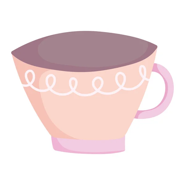 Кубок кофе посуда мультяшная плоская икона — стоковый вектор