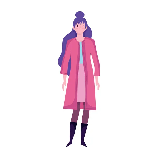 Business woman character with pink jacket flat isolated design — Stock Vector