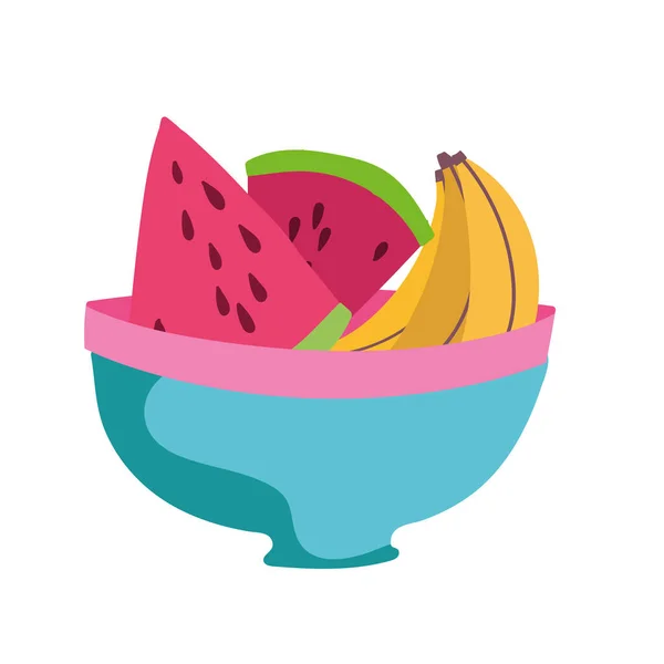 Cocina comida fruta en bowl dibujos animados icono plano — Vector de stock