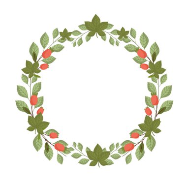 Yapraklar çiçek filizleri botanik yaprak doğası, daire şeklinde çerçeve