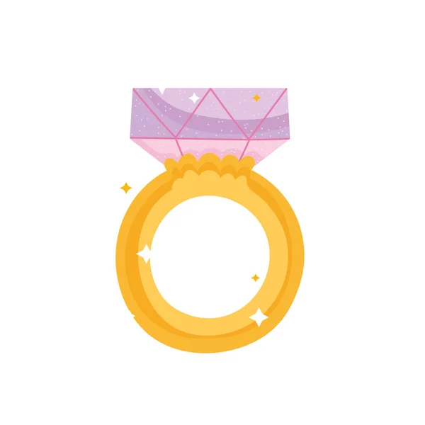 具有钻石卡通片独立设计的公主故事戒指 — 图库矢量图片