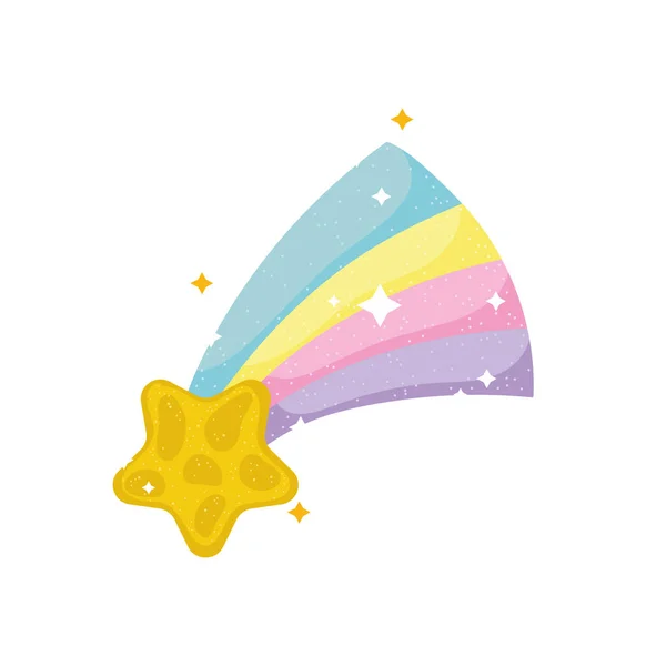 Conto princesa tiro estrela arco-íris magia desenho animado design isolado — Vetor de Stock