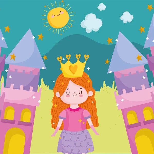 Πριγκίπισσα ιστορία αξιολάτρευτο κινούμενα σχέδια κάστρα φαντασία — Διανυσματικό Αρχείο