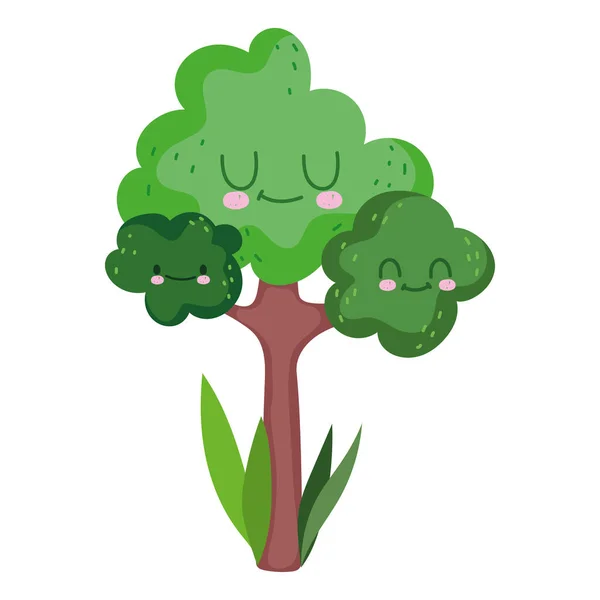 Árbol de dibujos animados verde naturaleza ecológica follaje — Archivo Imágenes Vectoriales