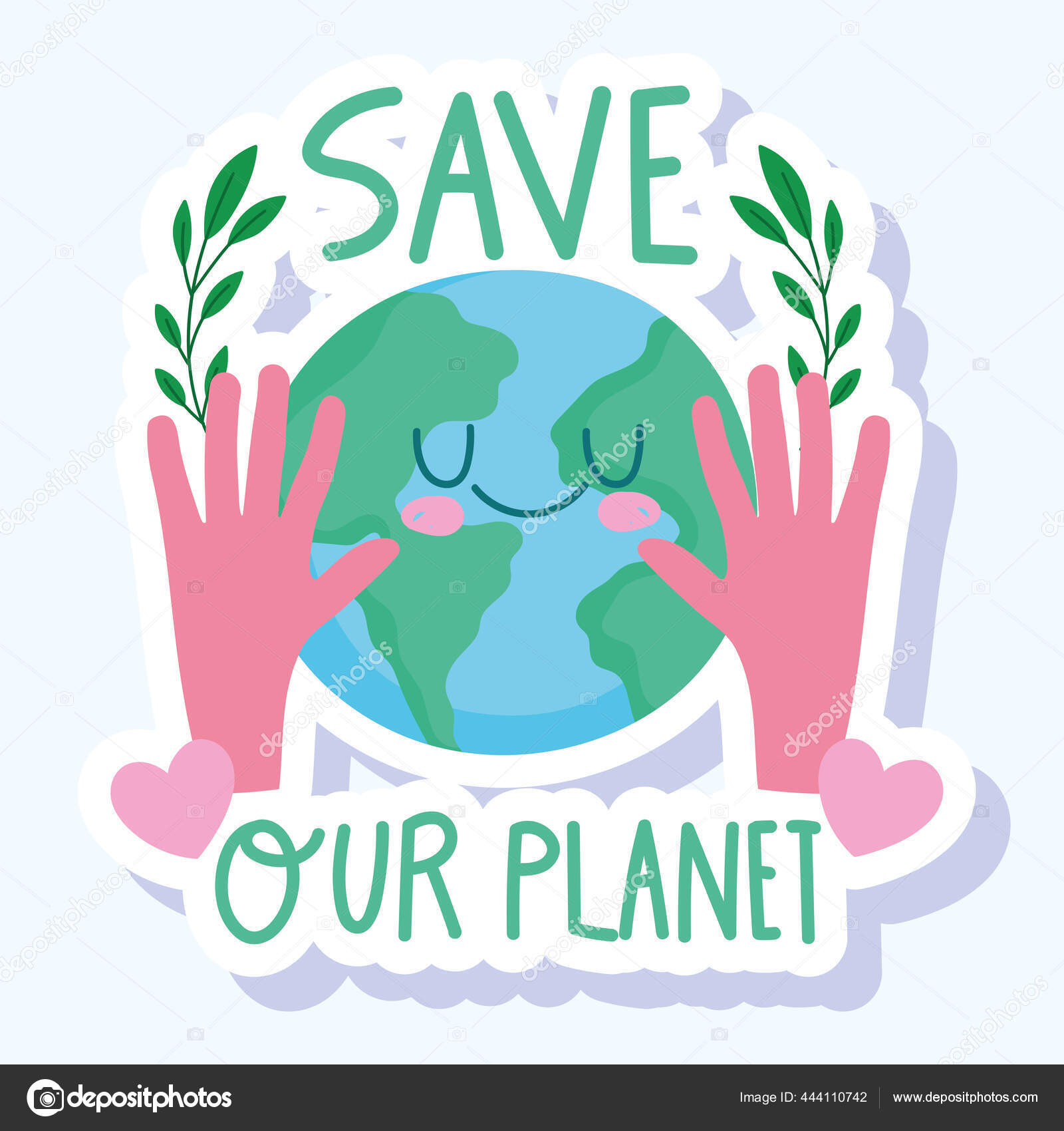Save the world hands with planet and foliage nature cartoon Stock Vector  Image by ©stockgiu #444110742