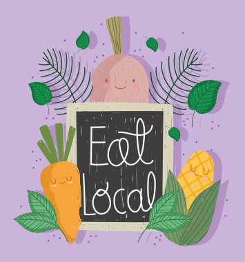 Yöresel yemek, karikatür sebze havuç mısır ve soğan