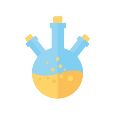 Kimya laboratuarı ekipmanları cam şişe bilim düz stil