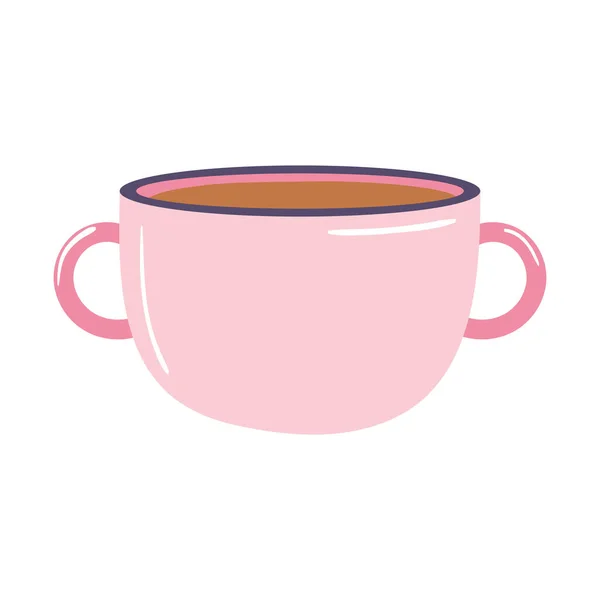 Чай и кофе чашки с ручками значок на белом фоне — стоковый вектор