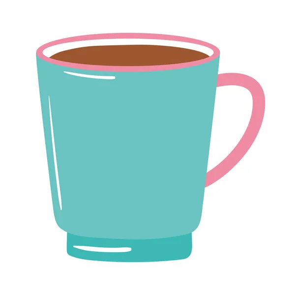 Té y café icono taza verde sobre fondo blanco — Vector de stock