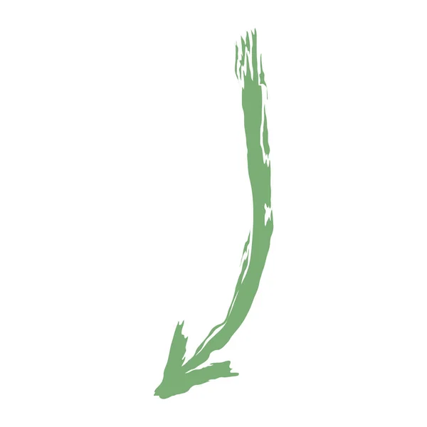 Направление стрелки вниз зеленый цвет эскиз и рисунок каракули — стоковый вектор