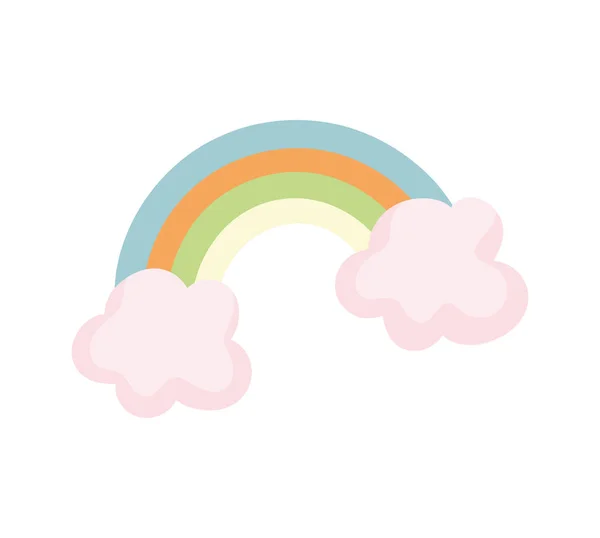 Cartoon Regenbogen Wolken Fantasie magische Ikone — Stockvektor