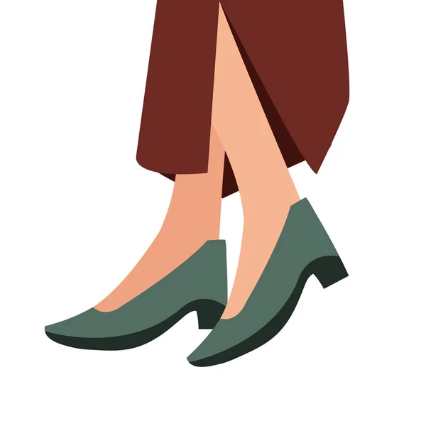 여자 플랫그린 신발 벡터 디자인 — 스톡 벡터