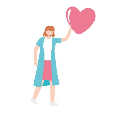 Kız, aşkı romantik buluyor. Beyaz arka plan gibi.