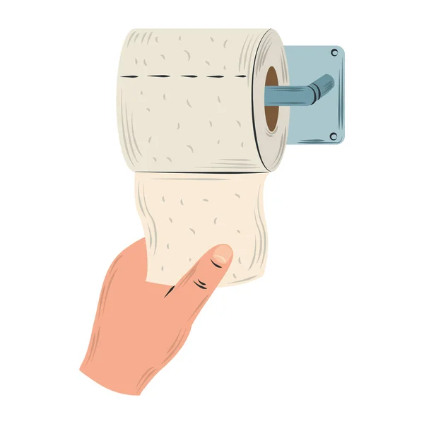 Mão com papel higiênico higiene design isolado —  Vetores de Stock