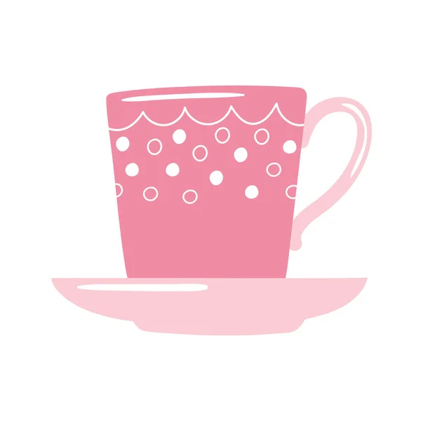 Té y café taza icono de diseño decorativo sobre fondo blanco — Vector de stock