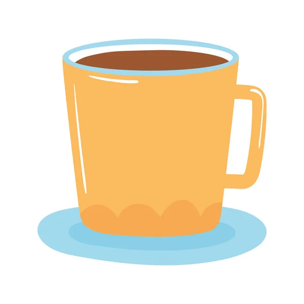 Чай и кофе чашки в блюдце значок на белом фоне — стоковый вектор