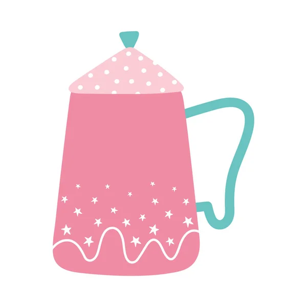 Tea and coffee kettle breakfast icon over white background — Stock Vector