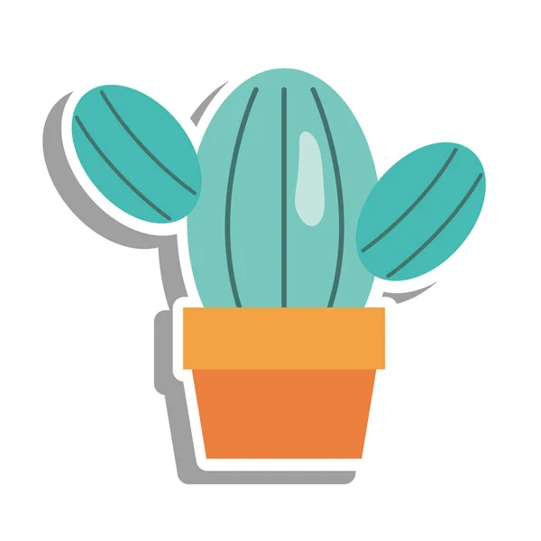 Kaktusz növény cserép matrica vektor tervezés — Stock Vector