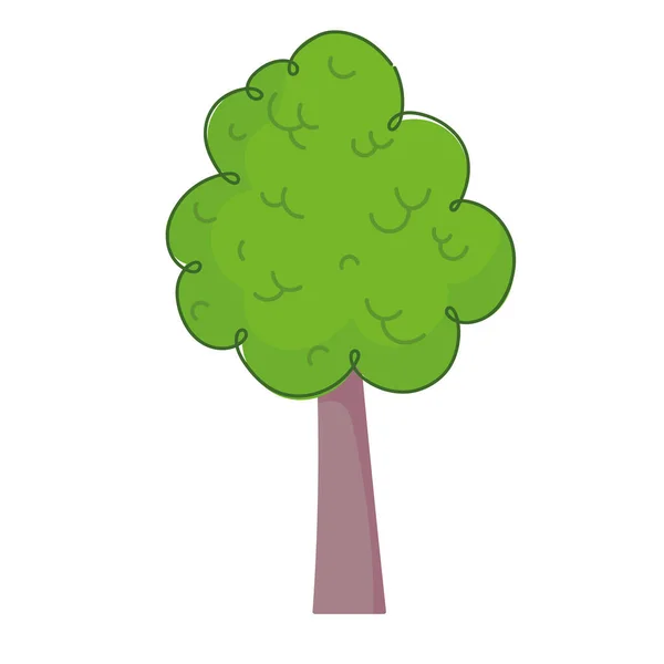 Träd grönska växt tecknad ikon design platt stil — Stock vektor