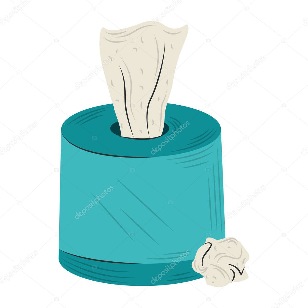 tissue paper roll box cartoon isolated design