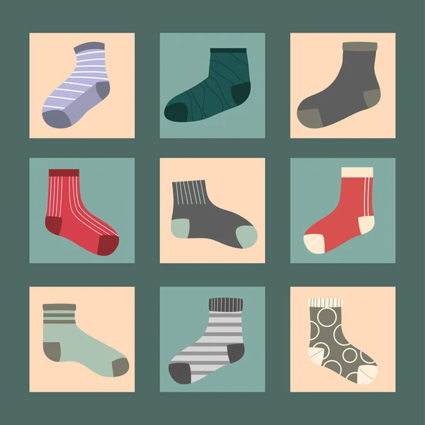 Long and short socks set in frames vector design — Stock Vector