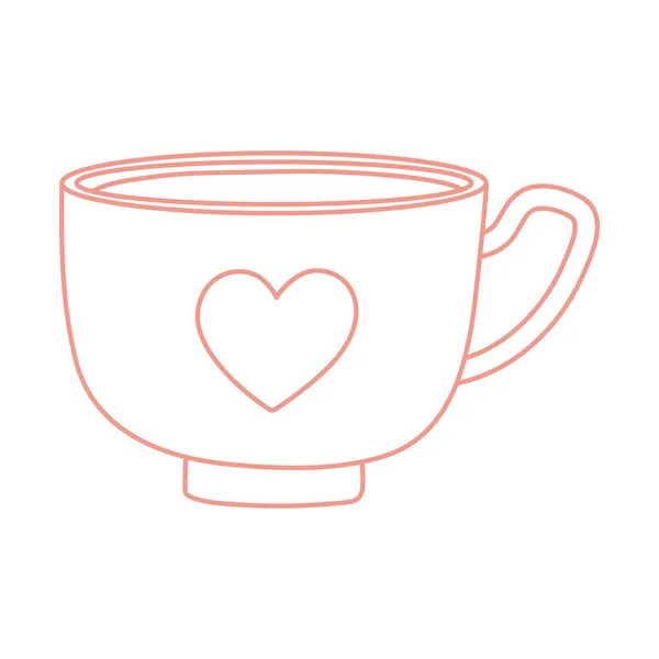Filiżanka herbaty i kawy z ikoną stylu linii serca — Wektor stockowy