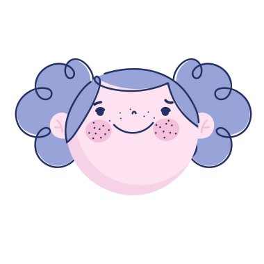 Tatlı yüzlü kız çizgi film karakteri, çocuklar