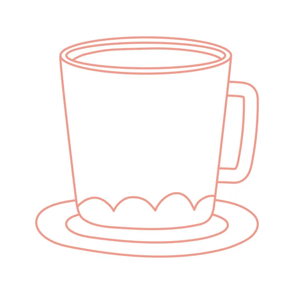 Tee- und Kaffeetasse im Stil der Untertasse Icon Line — Stockvektor