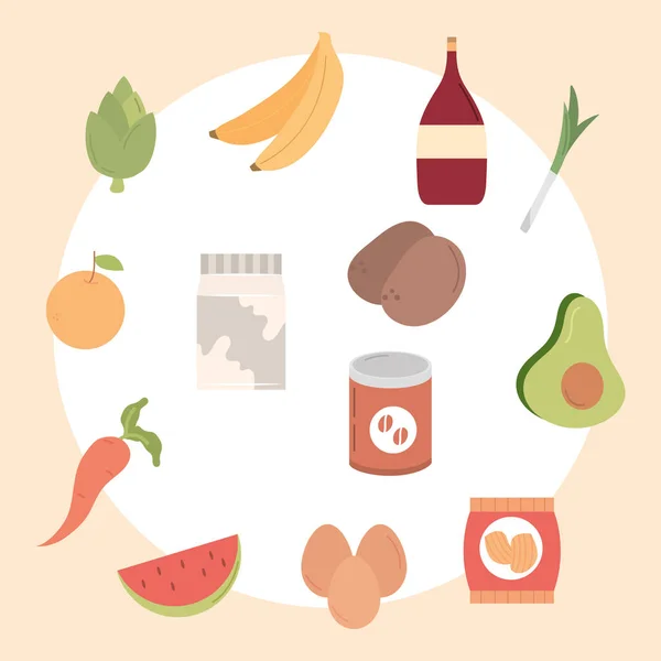 Icono de alimentos colección vector de diseño — Archivo Imágenes Vectoriales