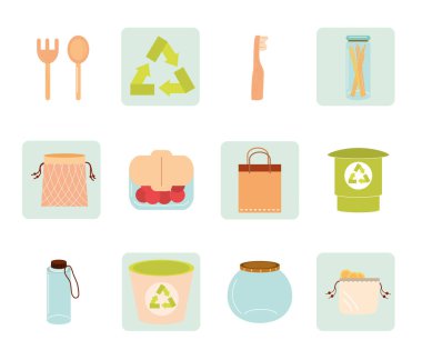 Gezegen sıfır atık ve eko sembolü vektör tasarımını kaydet