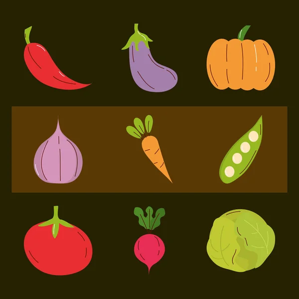 蔬菜图标集矢量设计 — 图库矢量图片