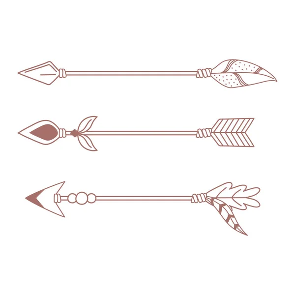 Native arrows boho and tribal hand drawn style — Stock Vector