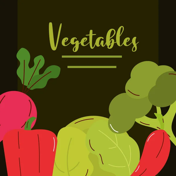 緑の背景ベクトルデザインの野菜アイコン — ストックベクタ