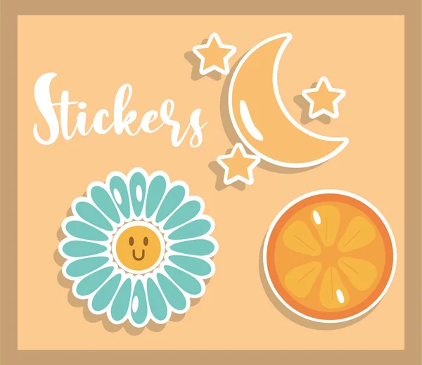 Leuke stickers pictogram collectie vector ontwerp — Stockvector