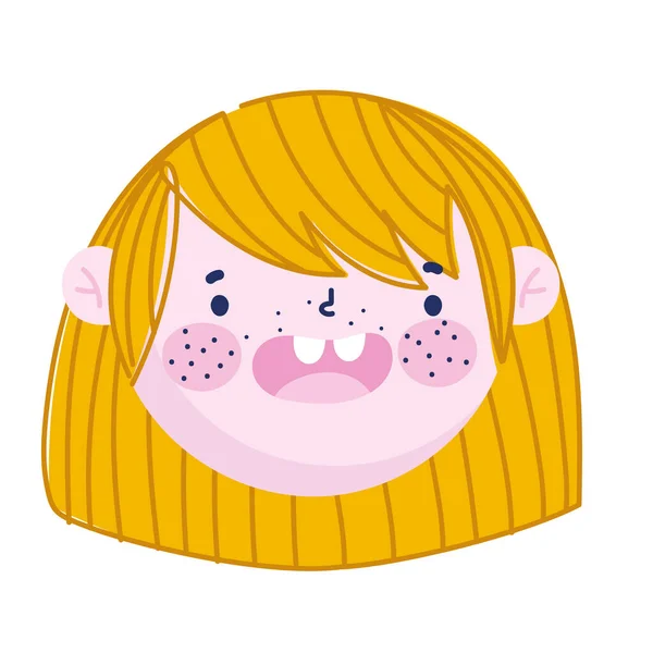Cute face girl cartoon character children — Stock Vector