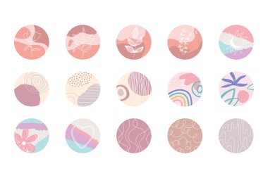 Çeşitli vektör vurguları çiçek ve şekilli soyutları kapsar