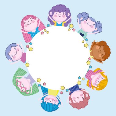 Küçük kızlar ve oğlanlar kadın ve erkek çizgi film, Çocuklar