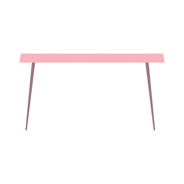 Розовый стол мебель мультфильм плоский изолированный стиль — стоковый вектор