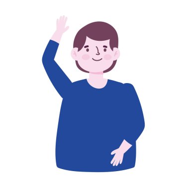 Portre çizen adam el sallıyor genç erkek karakter